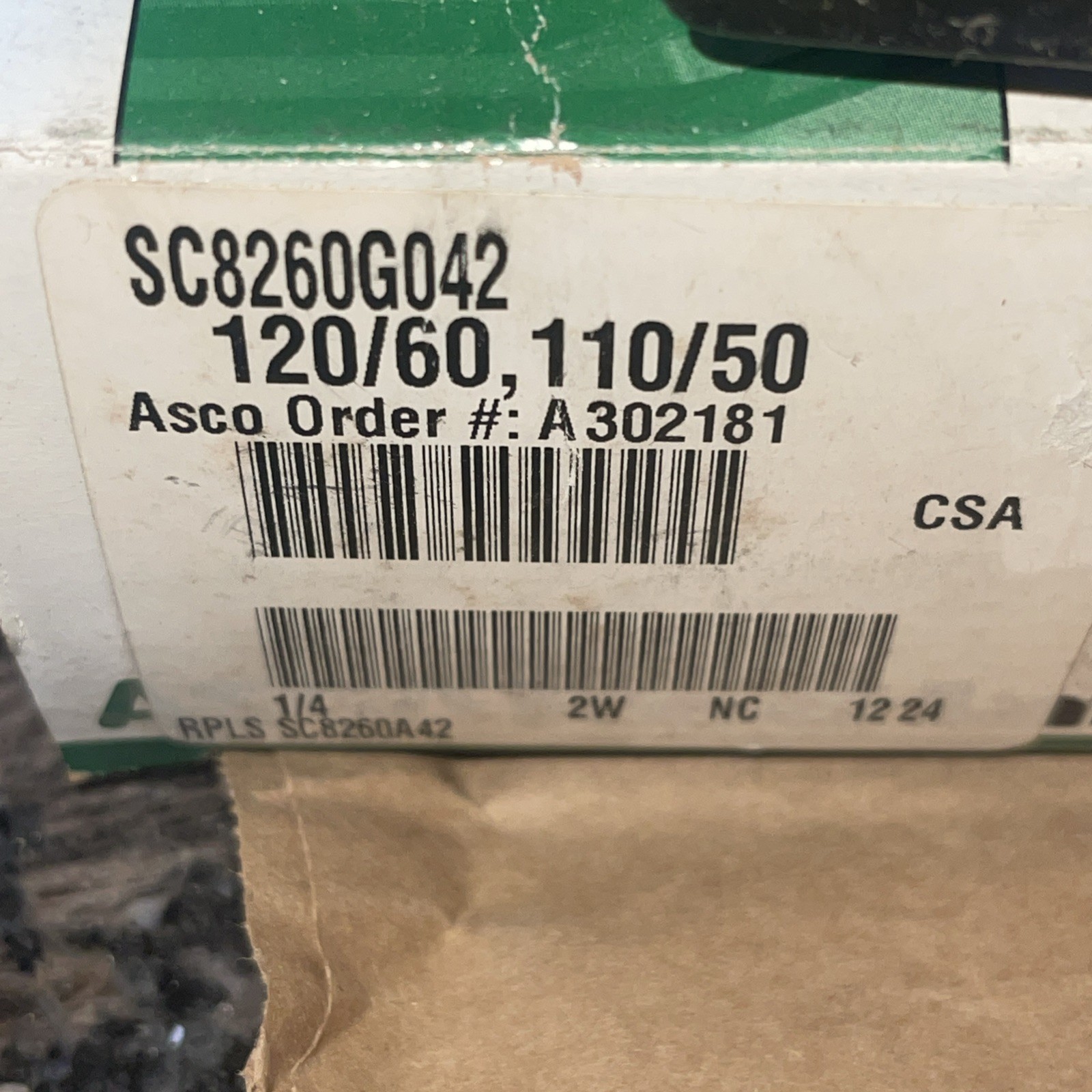 NEW ASCO RED-HAT SC8260G042 SOLENOID VALVE, 1/4″ NPT, 120V/60Hz 110V/50Hz