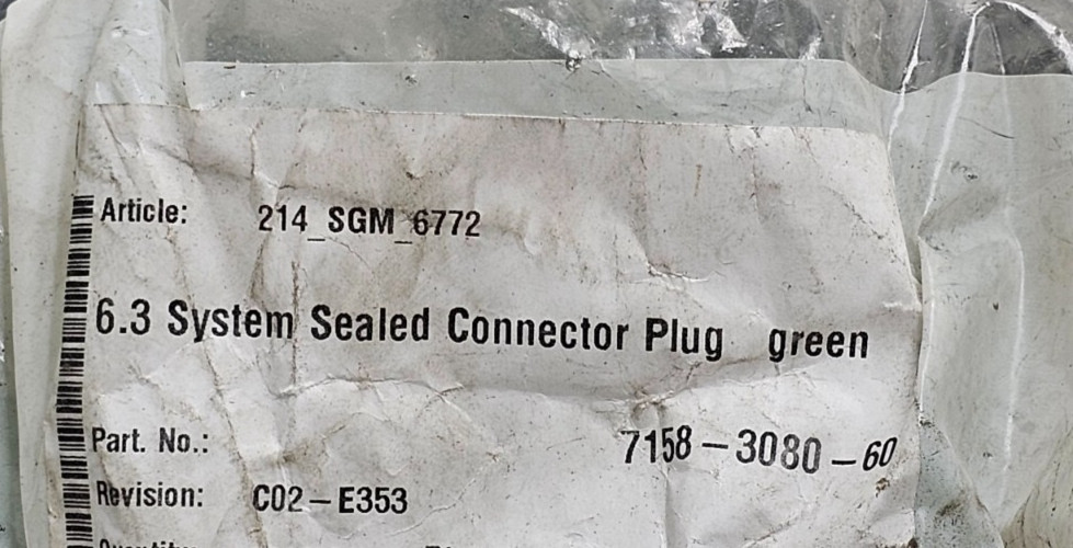 (QTY 50) 7158-3080-60 6.3 System Sealed Connector Plug Green Fits Yazaki