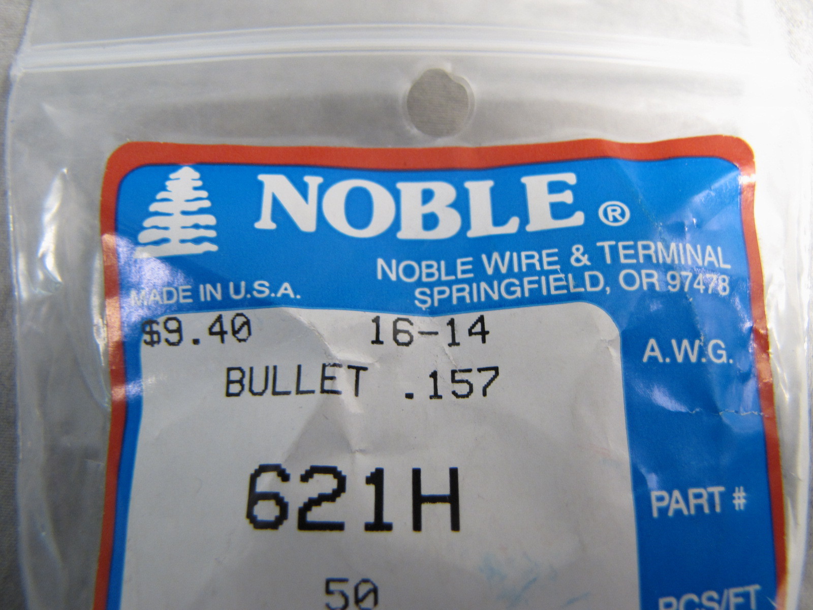 50pk Noble 621H Bullet Connector .157 16-14 AWG NEW