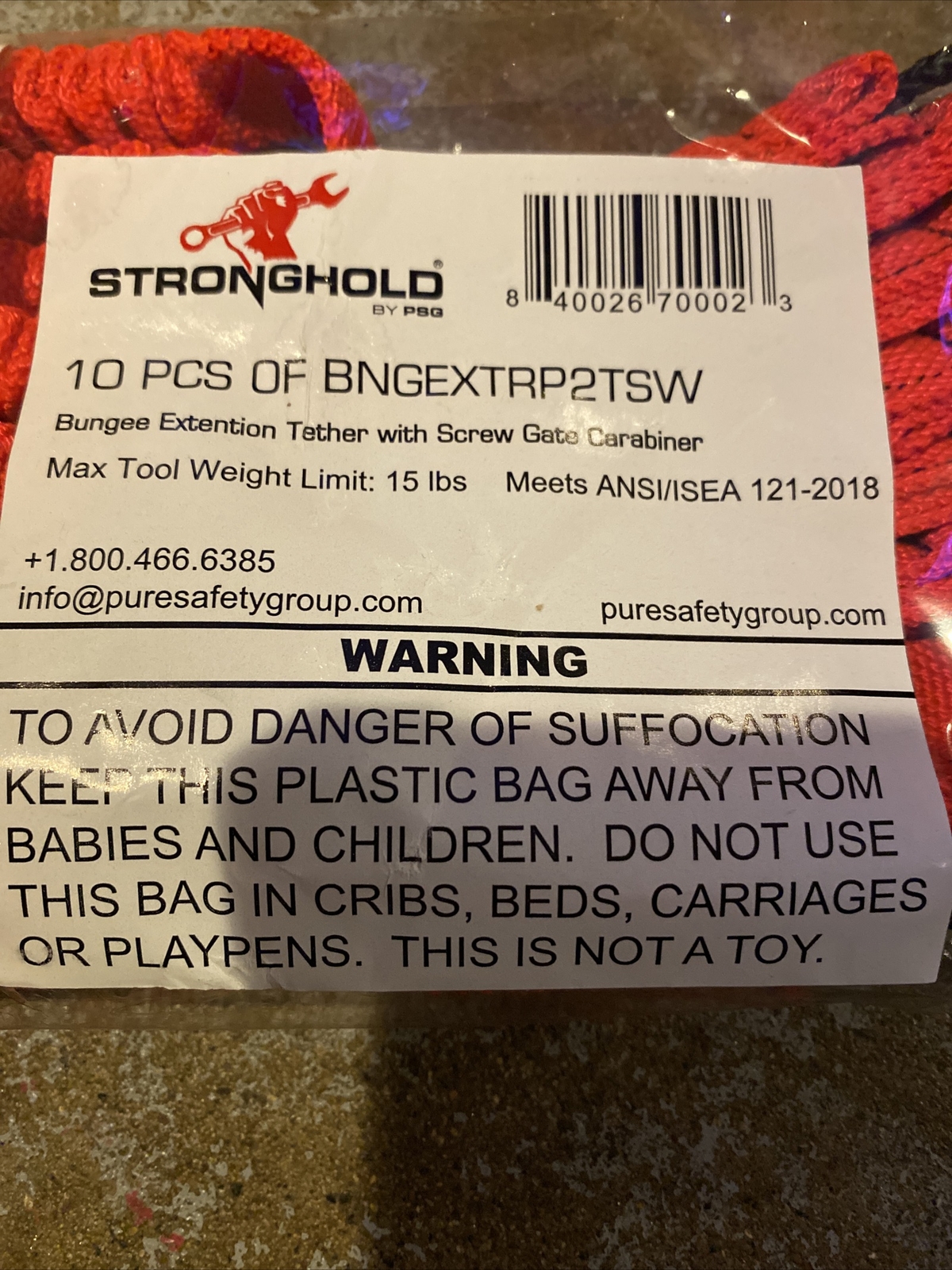 STRONGHOLD PSG Bungee Tool Extenstion Lanyards 15 lbs Max BNGEXTRP2TSW Set of 10