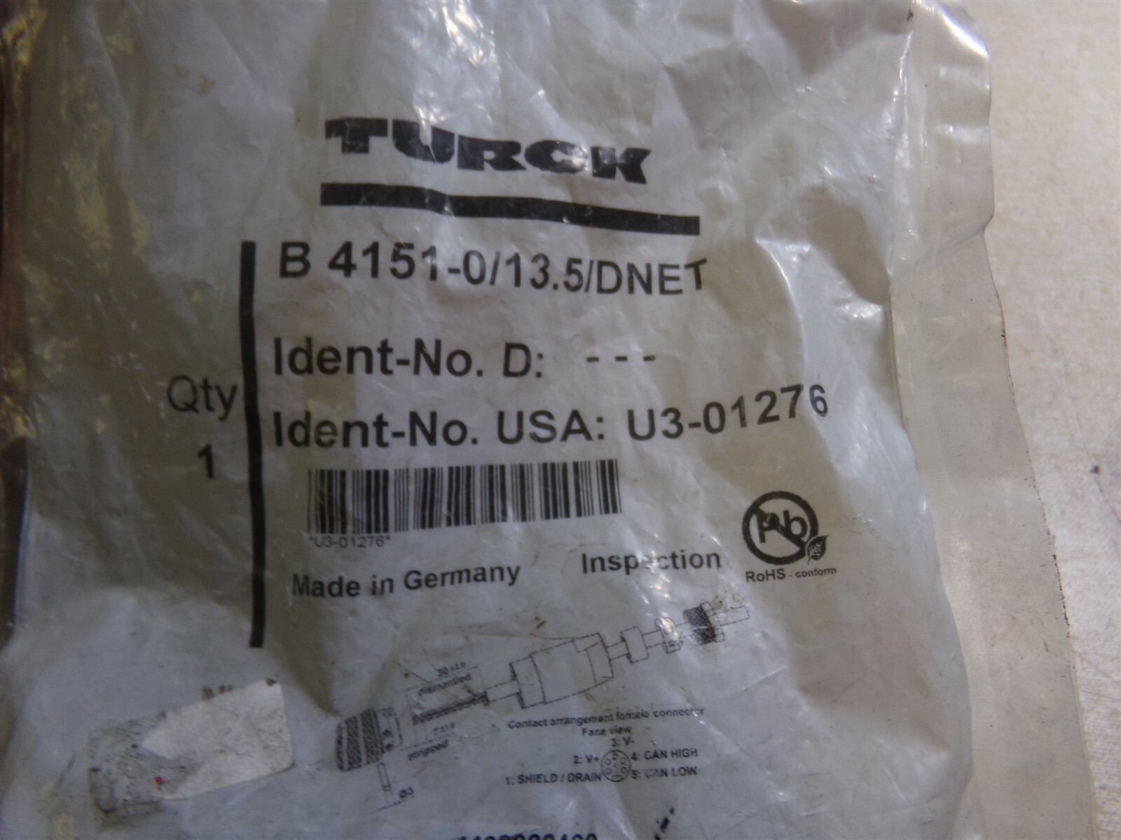NEW Turck U3-01276 Sensor Connector 4409922469 *FREE SHIPPING*