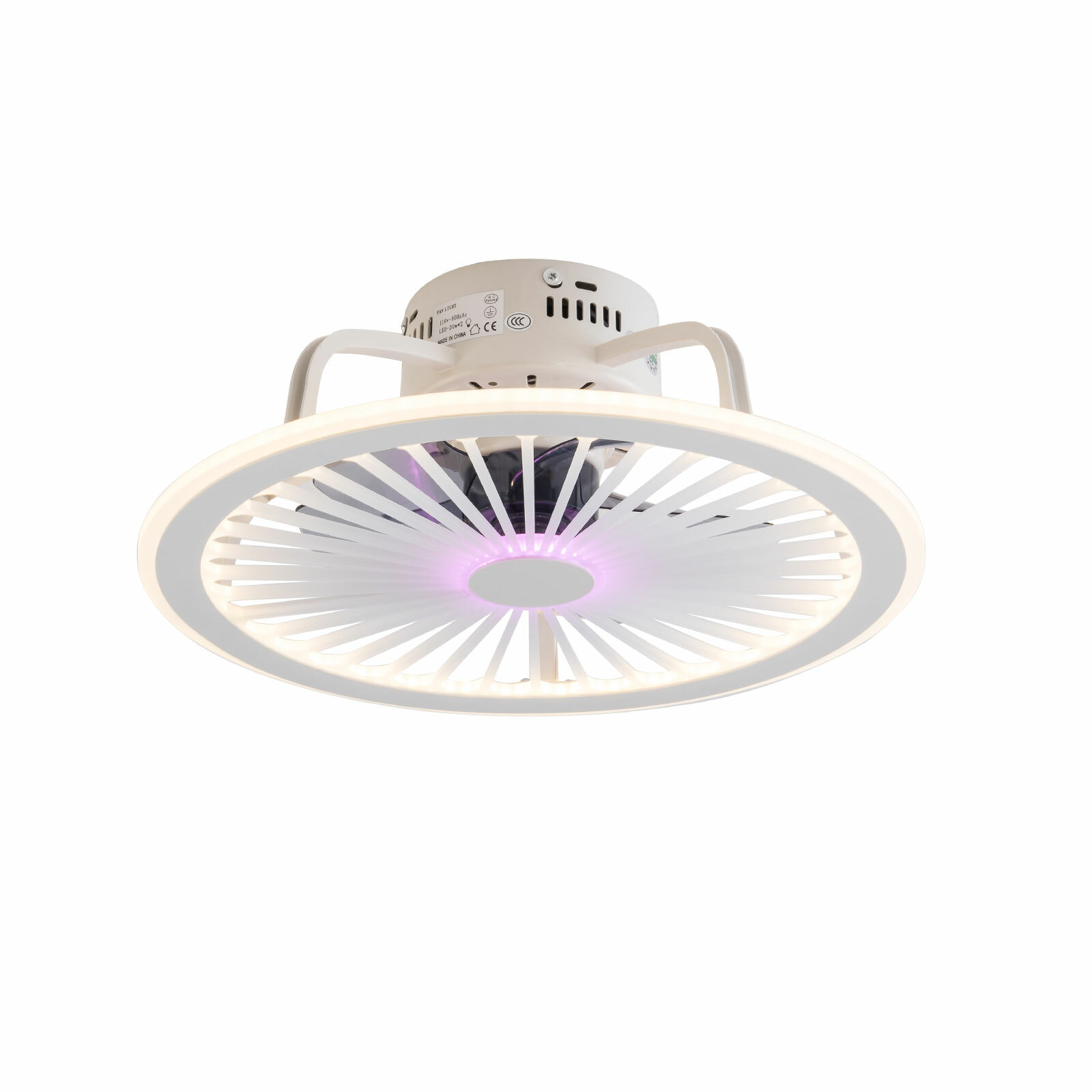 Modern Invisible Ceiling Fan Light 3-Color Dimmable LED Chandelier Lamp W/Remote