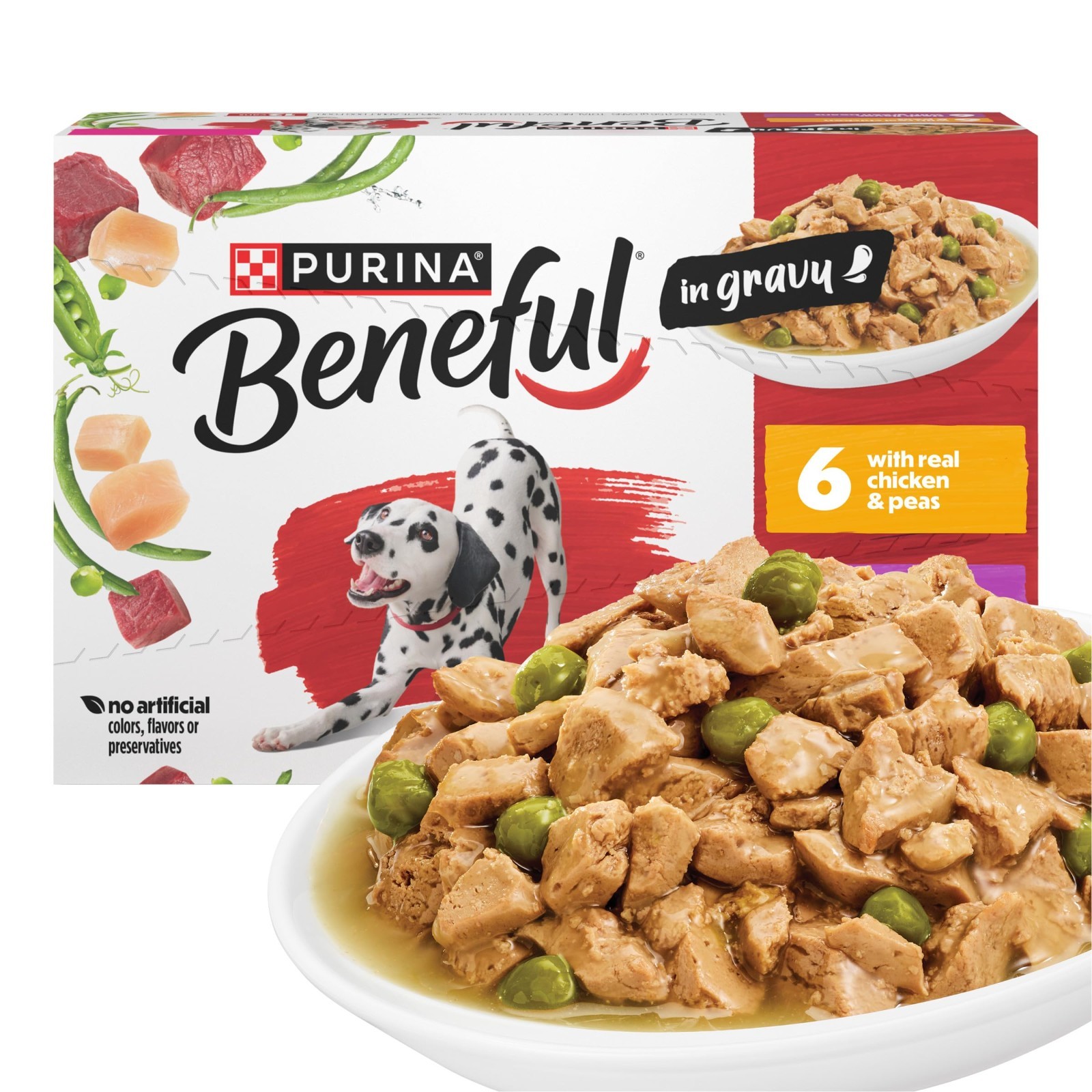 4 PACK Purina Beneful with Real Chicken or Steak Flavor in Gravy Wet Dog, 12 ct