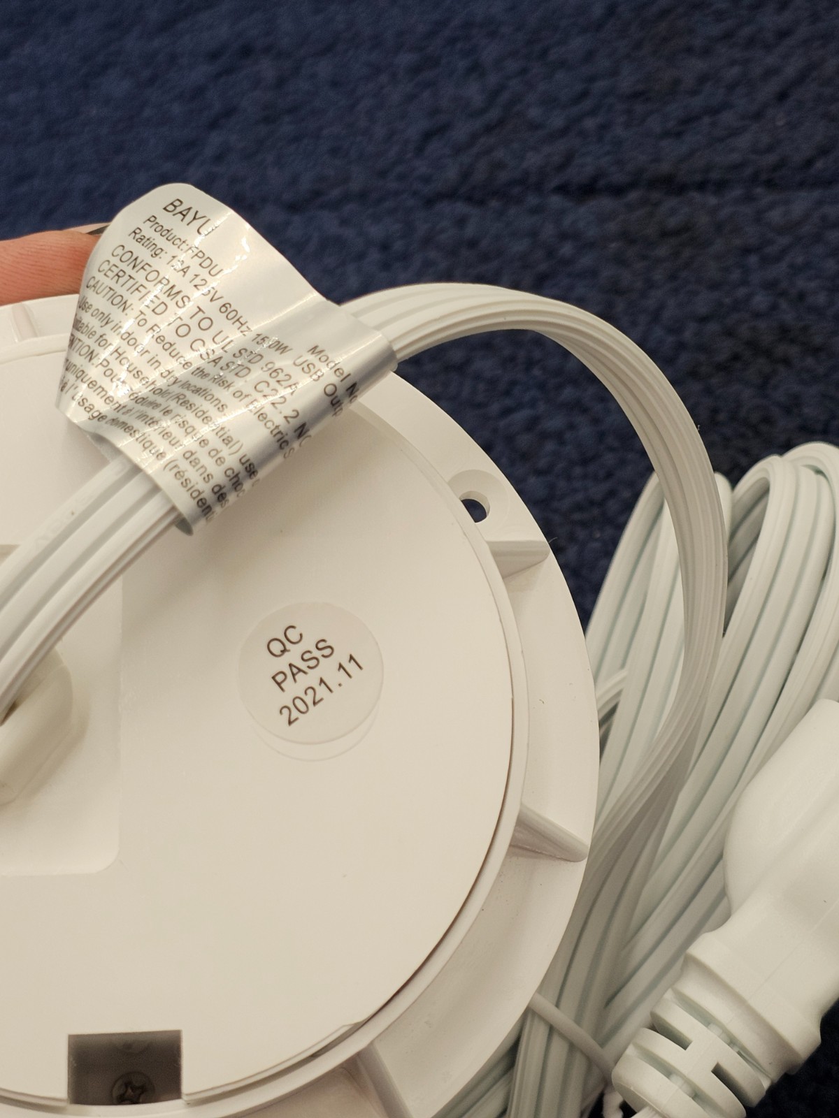 Power Grommet W/ 2-USB 2 Outlets Adapter Hub 3 1/8” Inch Hole White