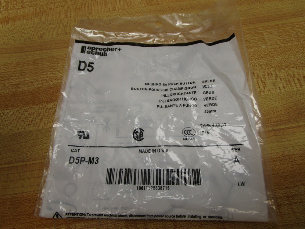 Sprecher+Schuh D5P-M3 Mushroom Pushbutton D5PM3 (Pack of 3)