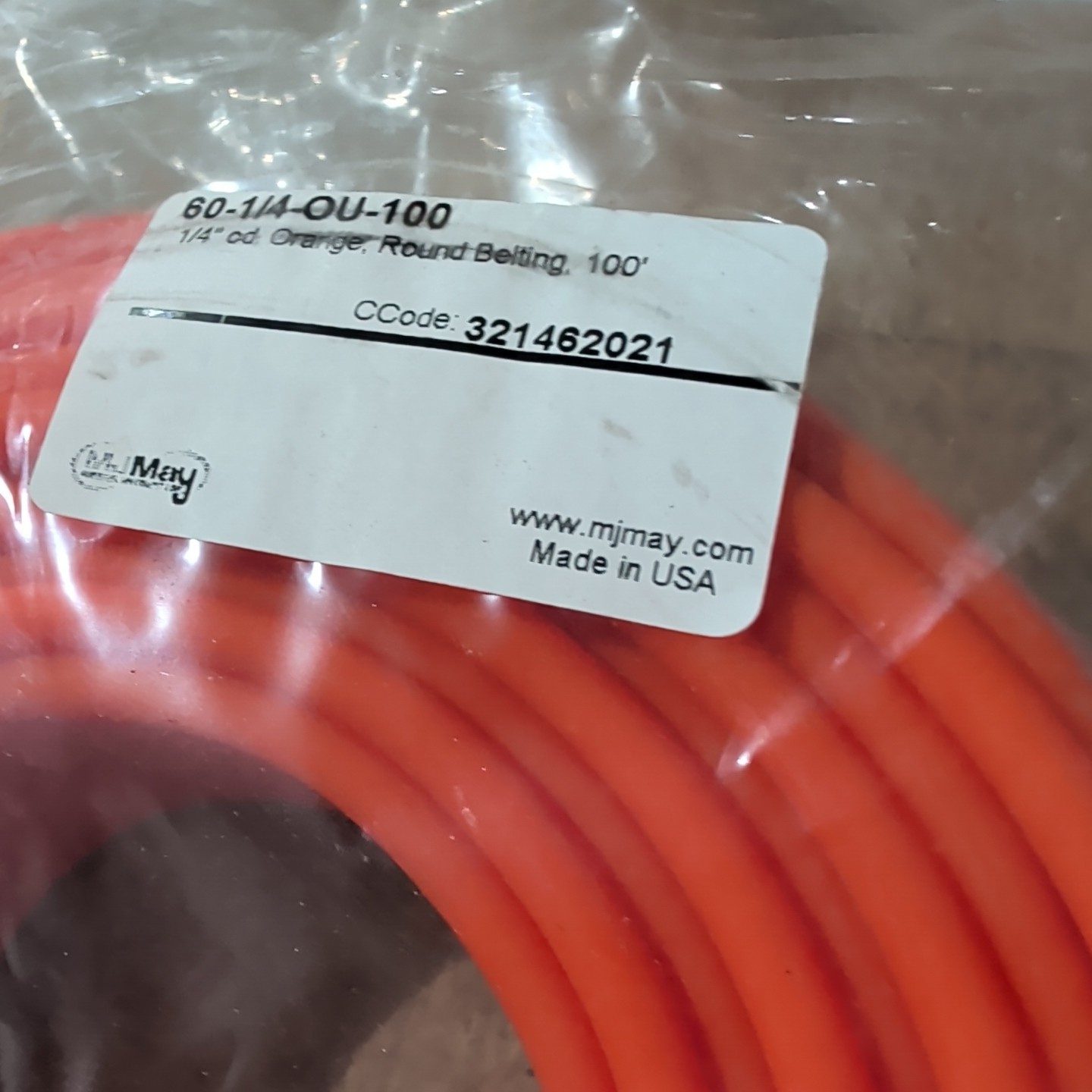 May Material Specialist 60-1/4-OU-100 Round Belting
