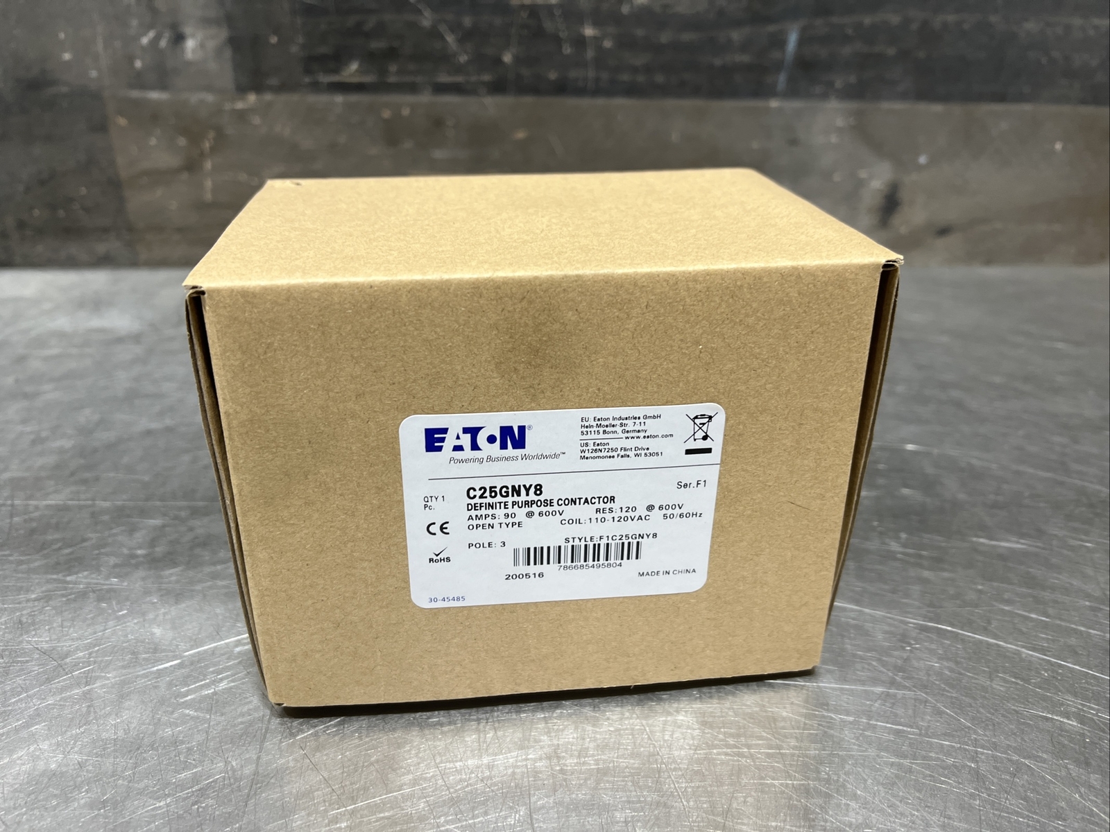 Eaton C25GNY8, Definite Purpose Contactors Non-Reversing 3P 90A 120V 50/60Hz Nos