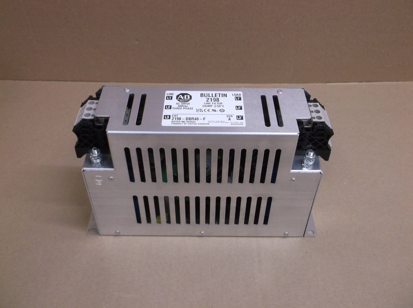 2198-DBR40-F A Allen Bradley NEW Kinetix 5700 EMC Line Filter 40A 50C
