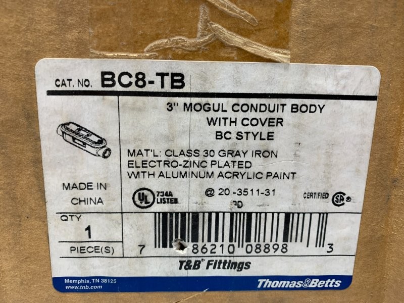 T&B BC8-TB Mogul Conduit Body 3″ Iron C Style