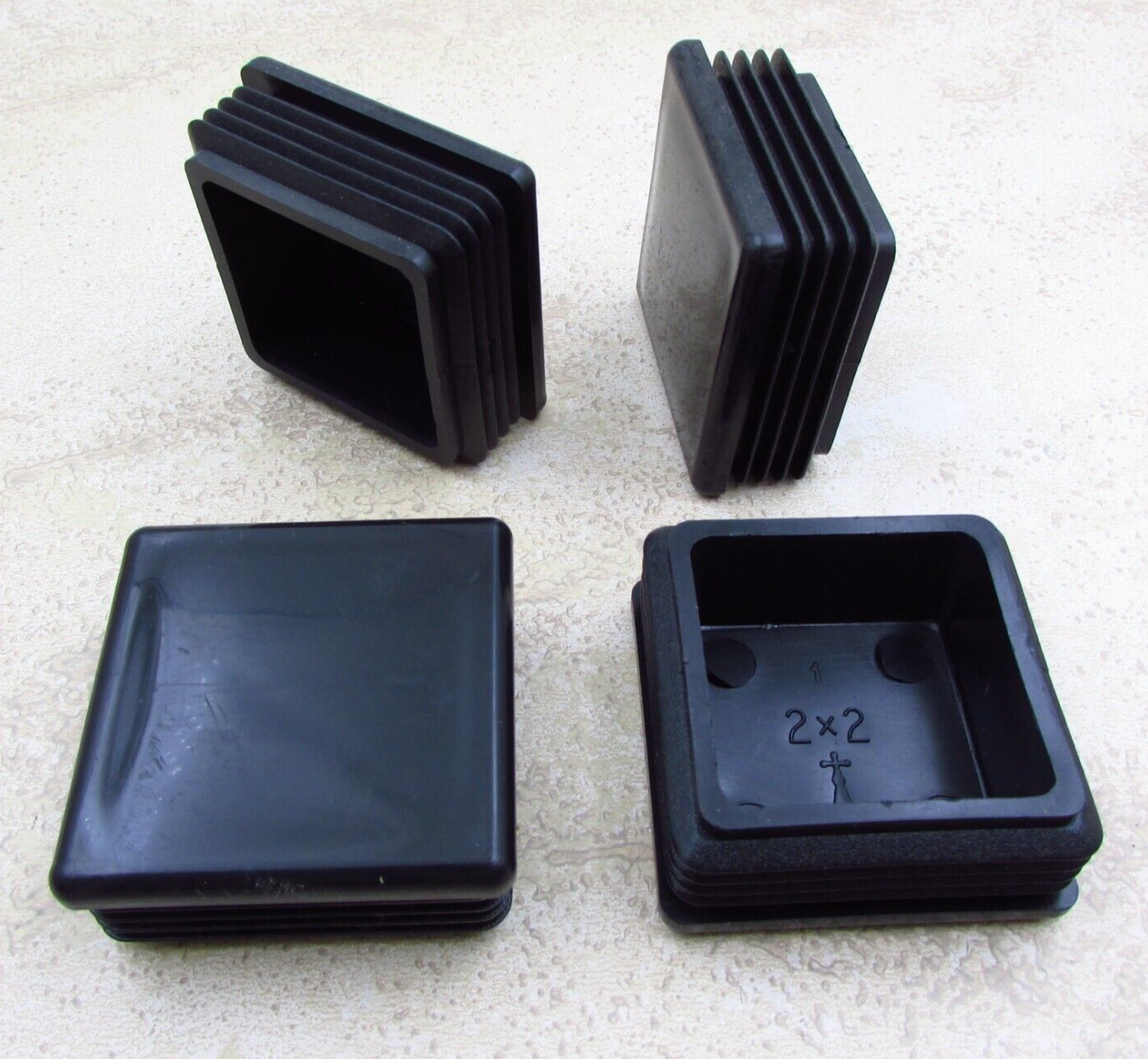 QTY 4 Black 2″ Inch, 14-20 Gauge Square Tube End Cap Plastic Insert Plugs