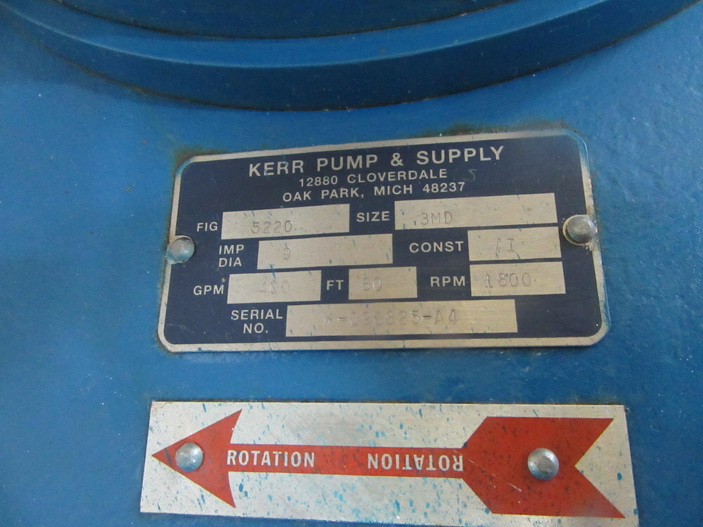 Kerr Pump 5220 Sump Pump 400 GPM Size 3MD Pump Only