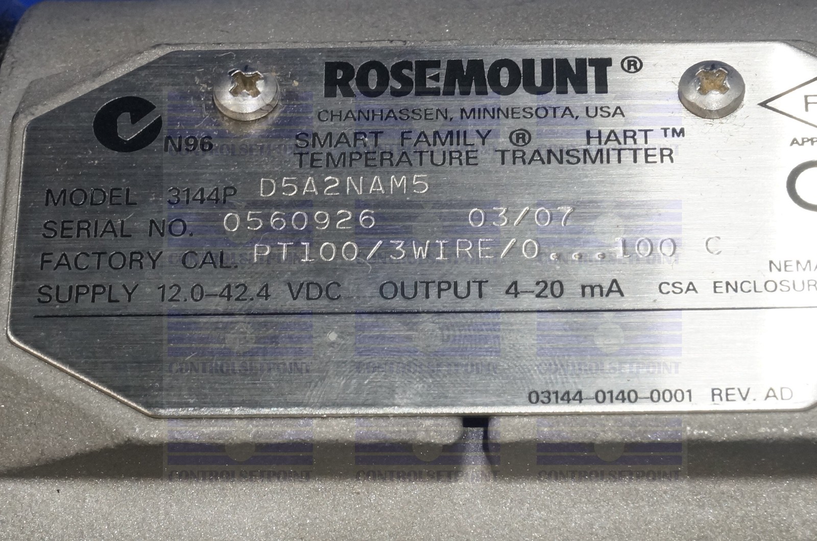 EMERSON ROSEMOUNT 3144PD5A2NAM5 TEMP TRANS 3144 PD5 ID60926