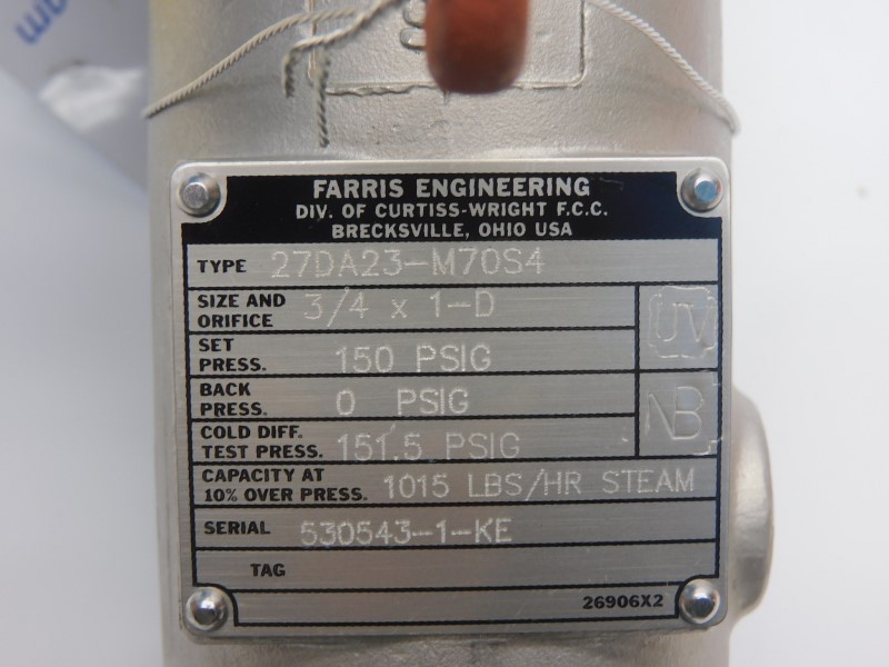 FARRIS ENGINEERING 27DA23-M70S4 150PSI 3/4″X1″ NSNP