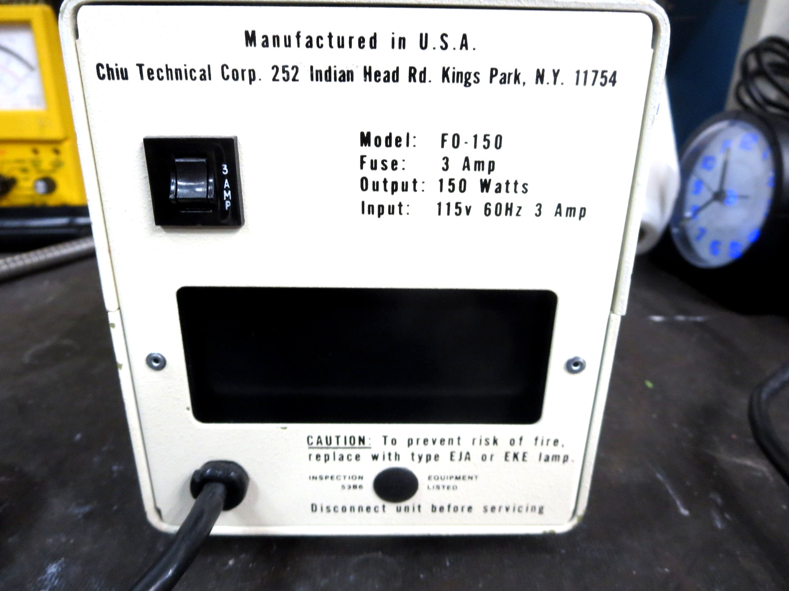 Chiu Tech. Corp FO-150 Light Source W/Fiber Optic Cable 150W 115V 60HZ Used