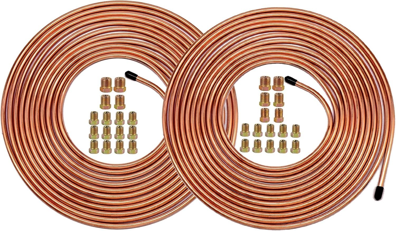 Muhize 25ft Brake Line Kit • 1/4″ & 3/16″ Copper Coated Alloy Tubing with Fittin