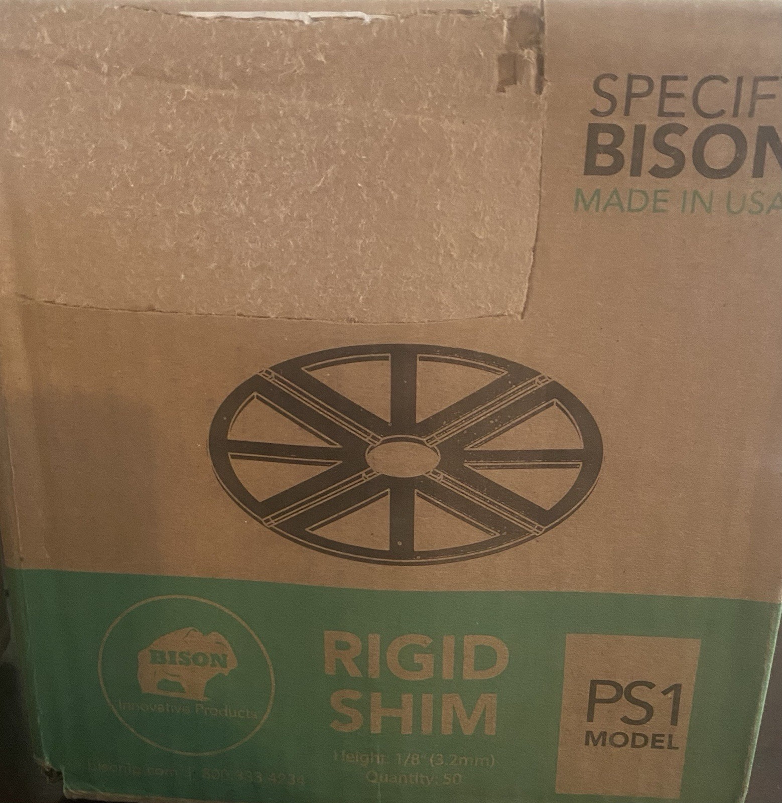 Bison Rigid Shim PS1 1/8″ Black Plastic Heavy Duty New Box Of 50