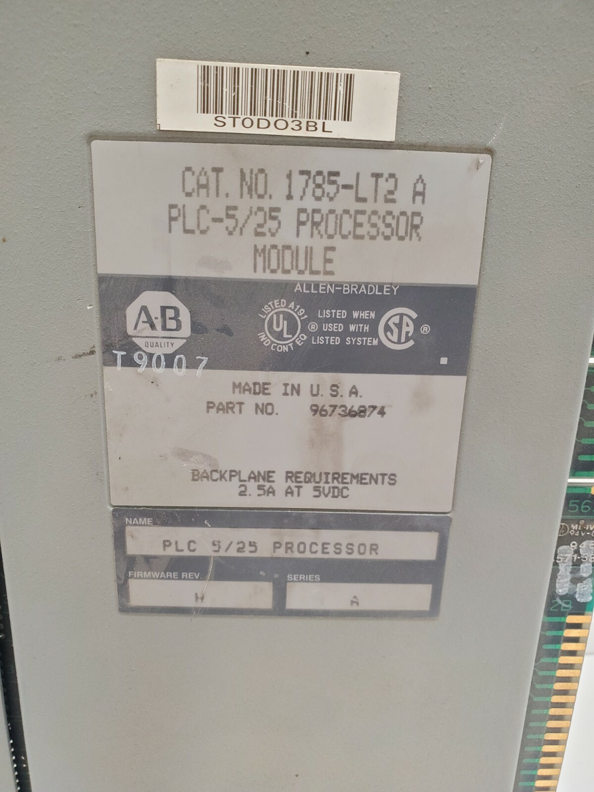 GUARANTEED! ALLEN-BRADLEY PLC-5/25 PROCESSOR MODULE 1785-LT2