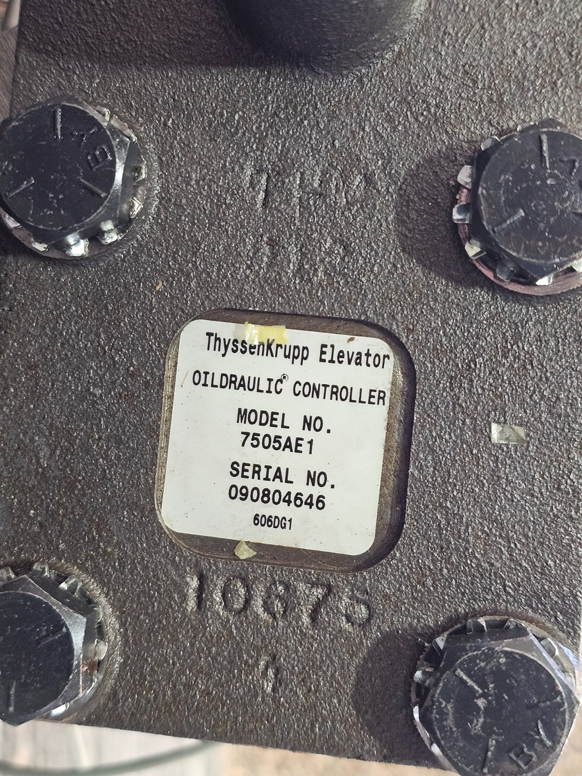ThyssenKrupp Elevator Oildraulic Integral Valve 7505AE1 *USED*