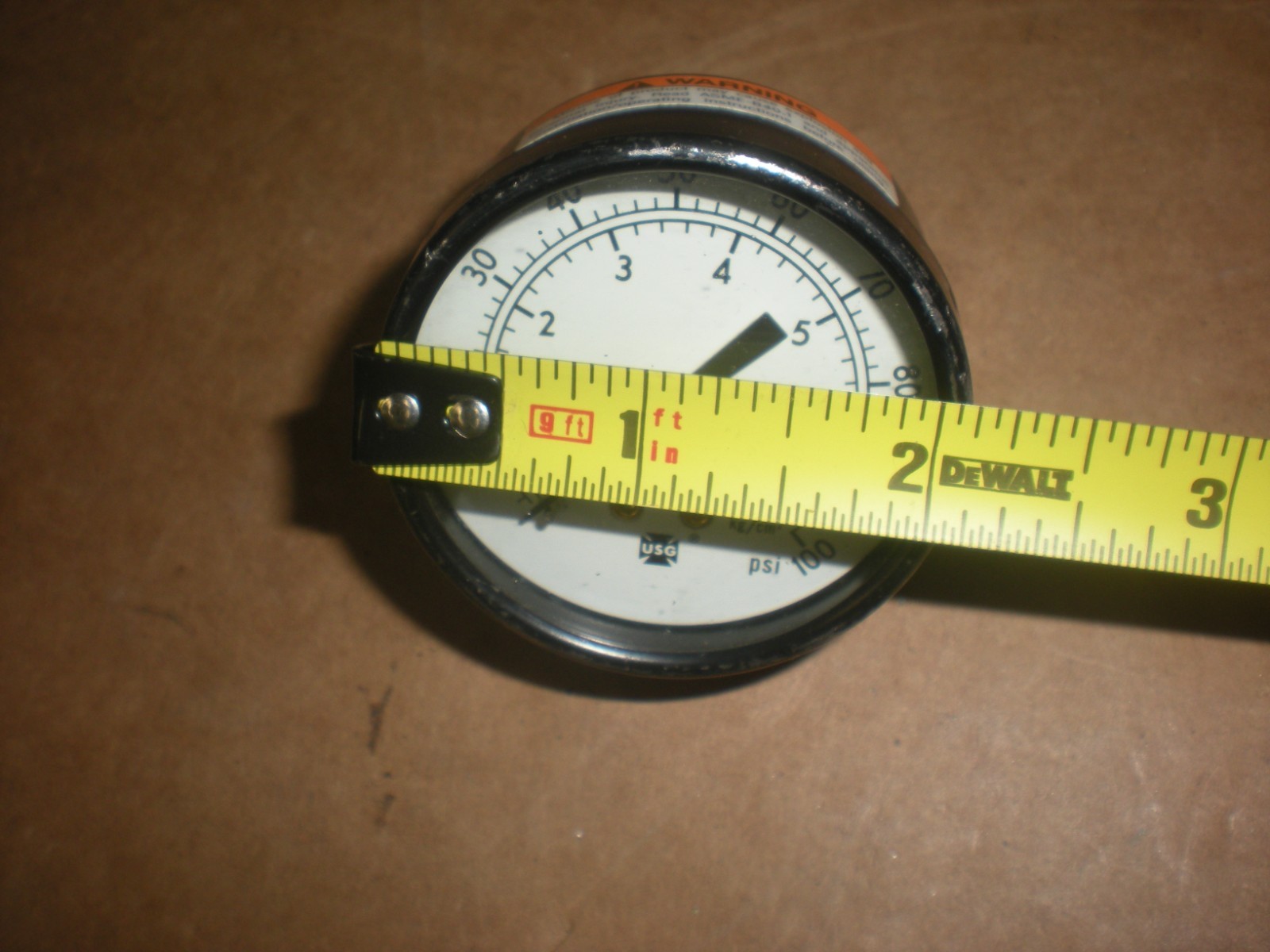 US Gauge 0-100psi pneumatic pressure gauge – 1/8″NPT – Tests OK