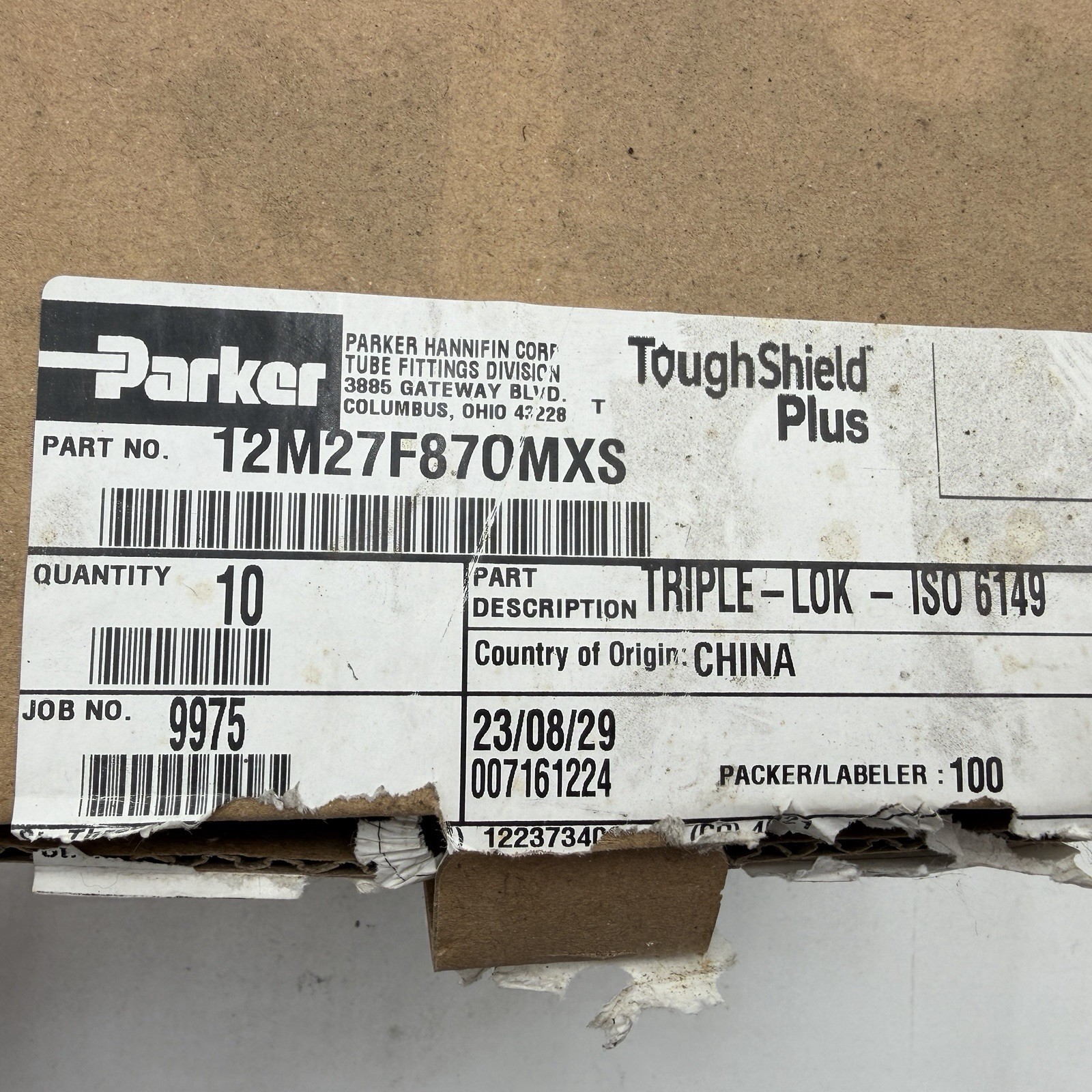 10 pack PARKER 12M27F870MXS Triple-Lok 37° Flare JIC Tube Fitting