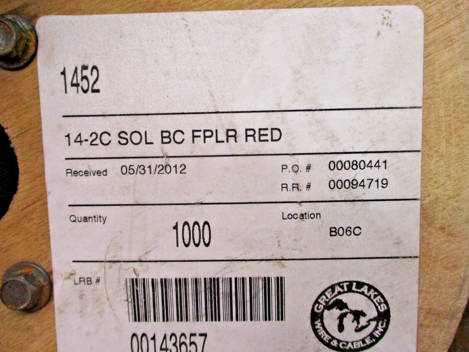 14 AWG 2C Riser Fire Alarm Cable Type FPLR or CL2R 14-2C SOL BC FPLR A5954LR