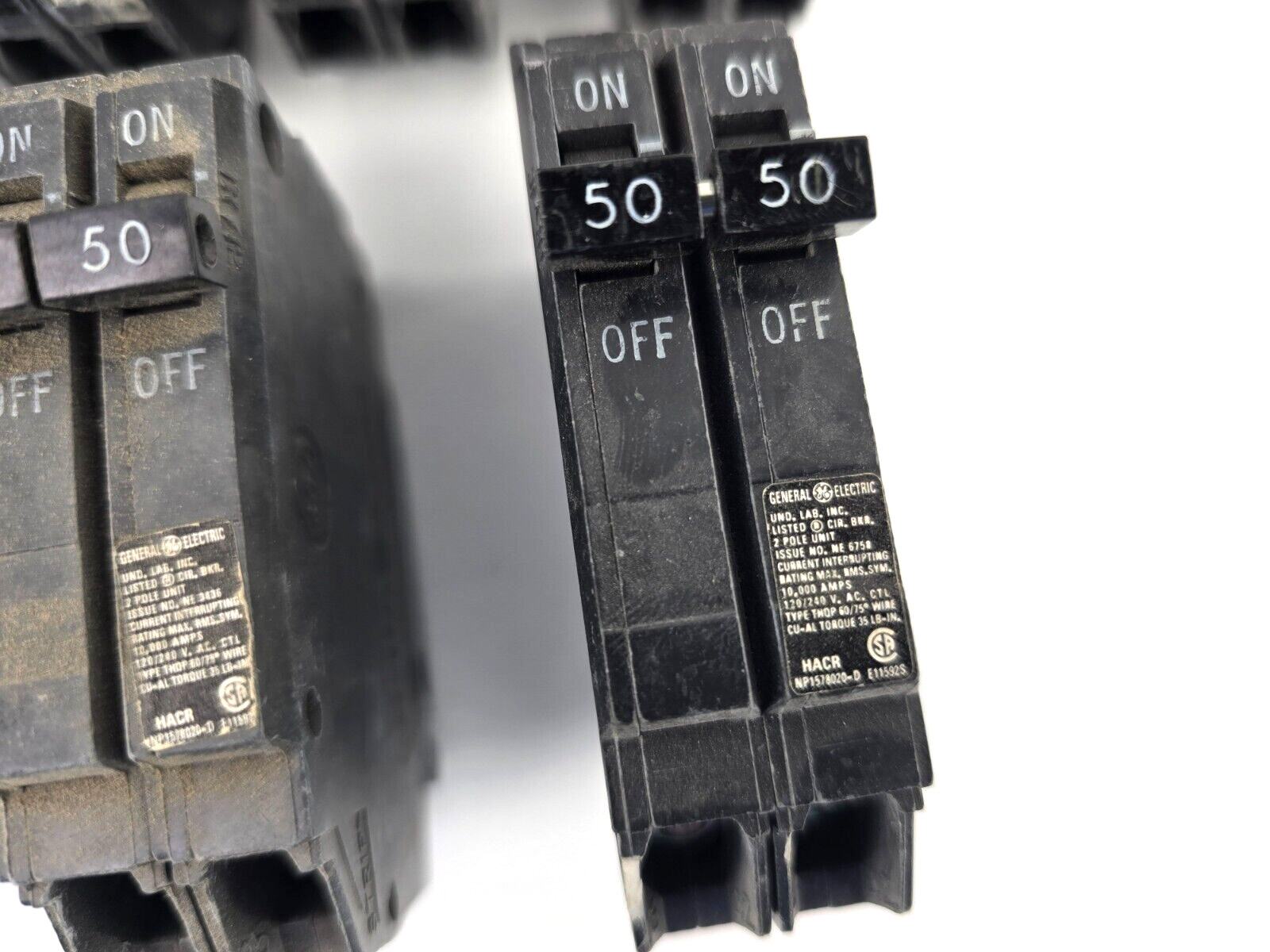 9pcs GE THQP250 2-Pole Thin Q-Line Circuit Breaker 50A 50-Amp Old Style