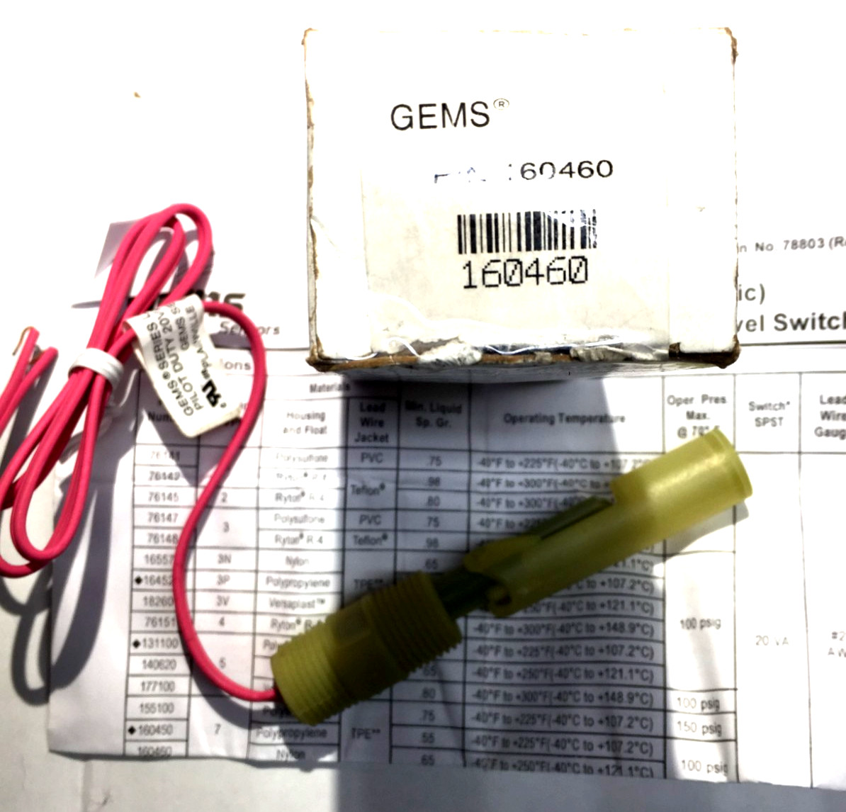 GEMS P/N 160460 LS-7 SERIES SIDE MOUNTED LEVEL SWITCH COMPACT (DD)