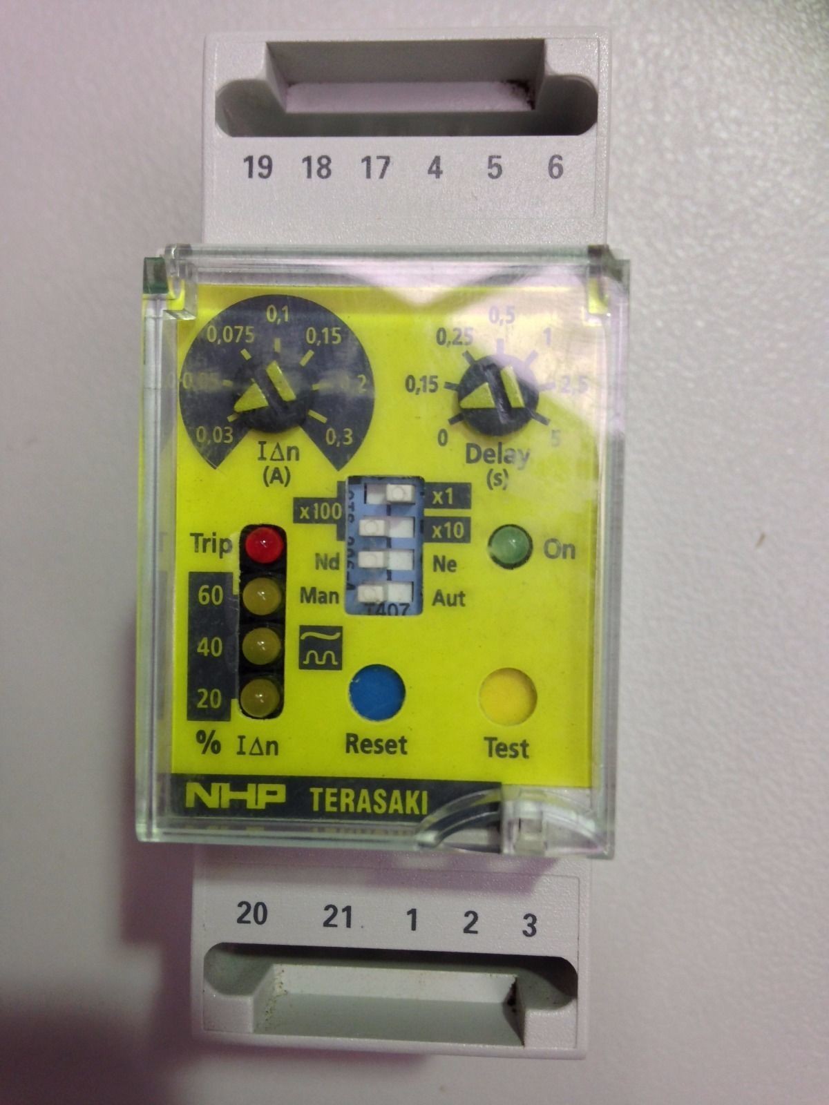 NHP Terasaki RD3AF12N Earth Leakage Relay Delta Din 2 Pole A115V 0,03-30A RD3A