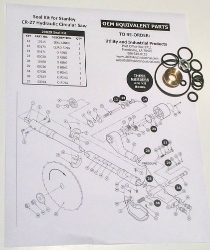 Seal Kit – Stanley Model CR-27 Hydraulic Circular Saw Seal Kit No. 29829