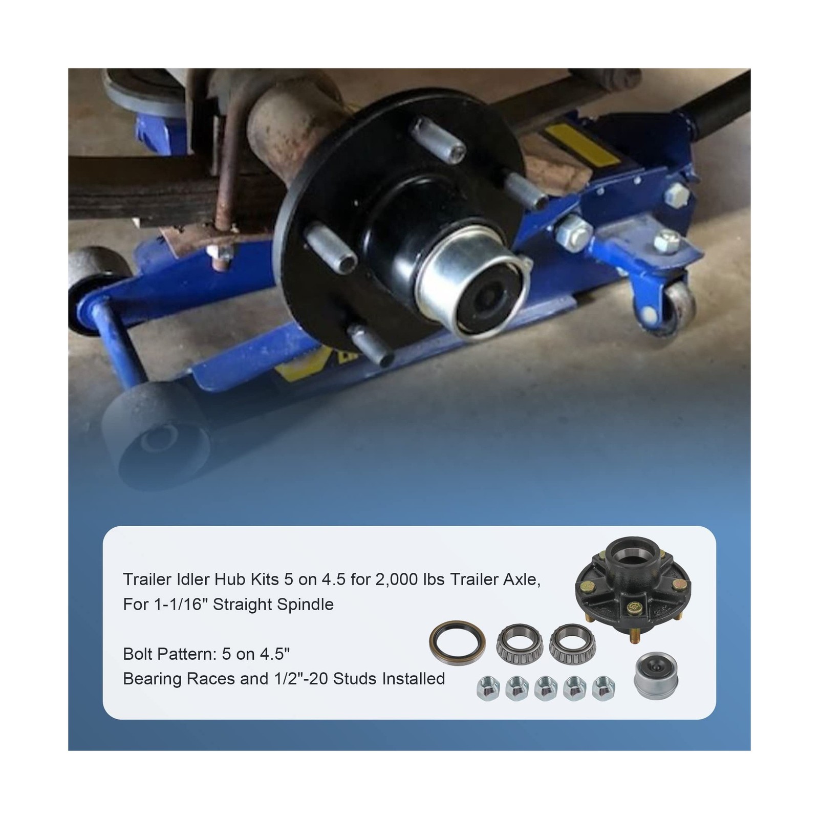 JDMSPEED 2 Trailer Idler Hub Kits 5 on 4.5″ Replacement for Axle 1-1/16″ Bear