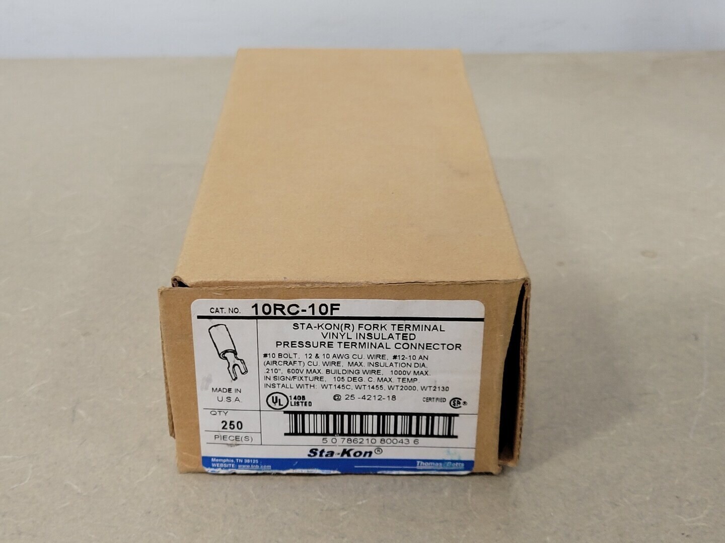 THOMAS & BETTS 10RC-10F STA-KON Insulated Fork Terminal (Box of 250) – Parts