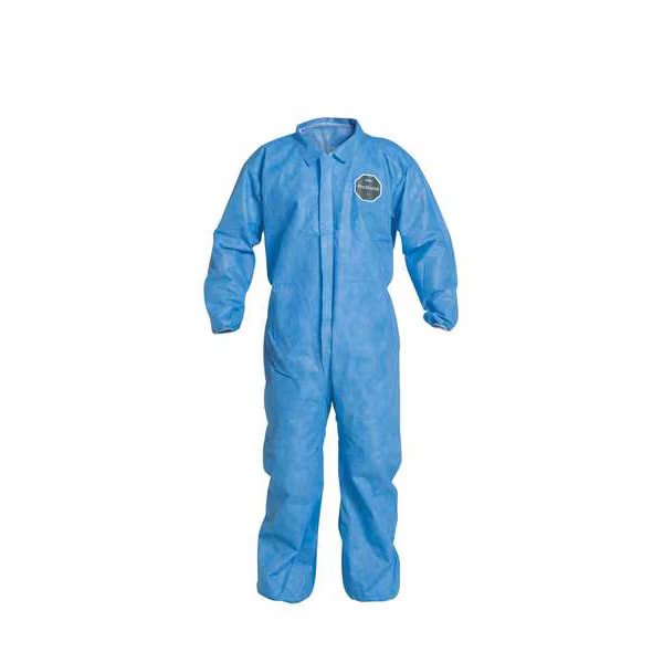 Dupont 10 Coverall. Collar. Elastic Wrists and Ankles. Elastic Waist. Blue. 5X
