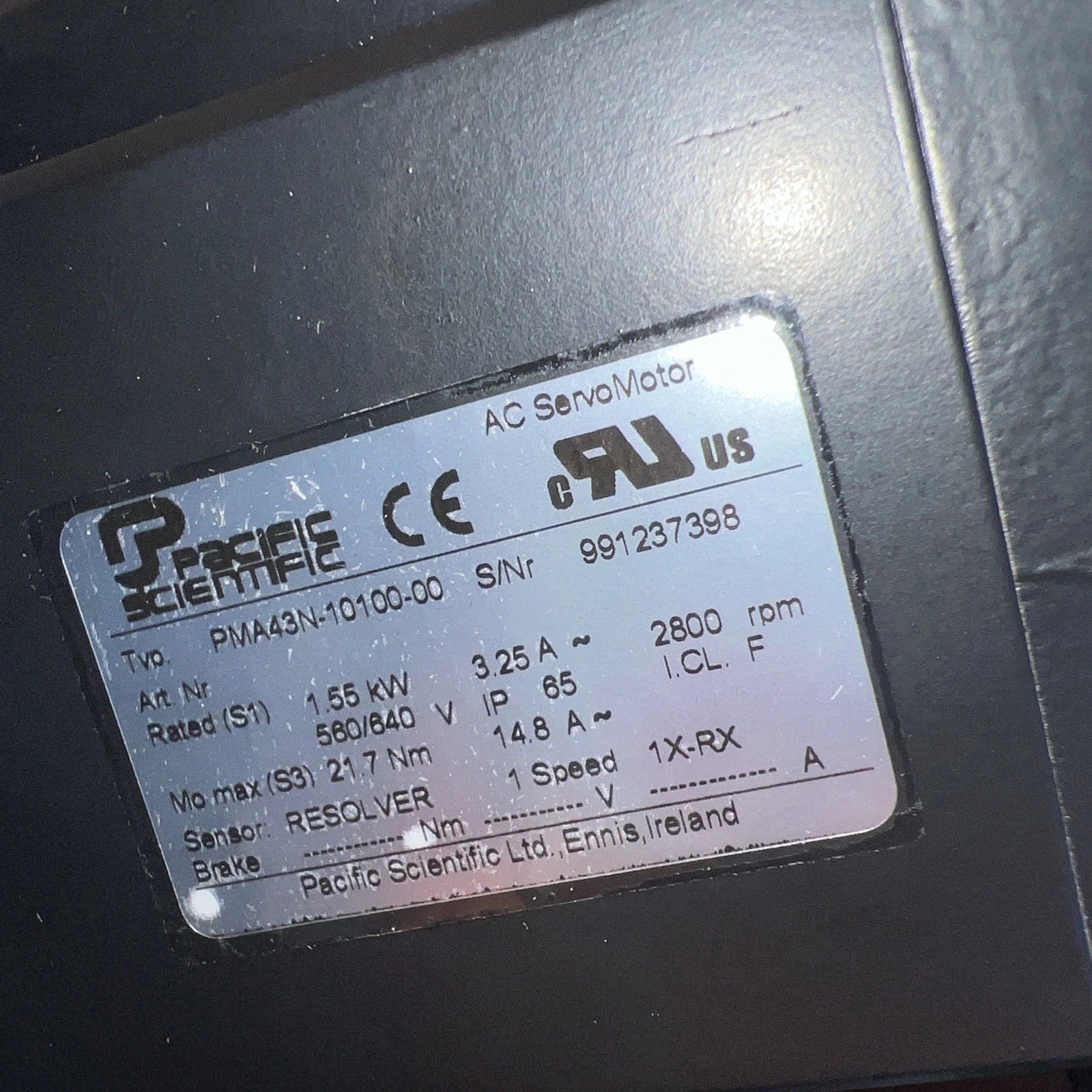 Pacific Scientific Servo Motor # PMA43N-10100-00
