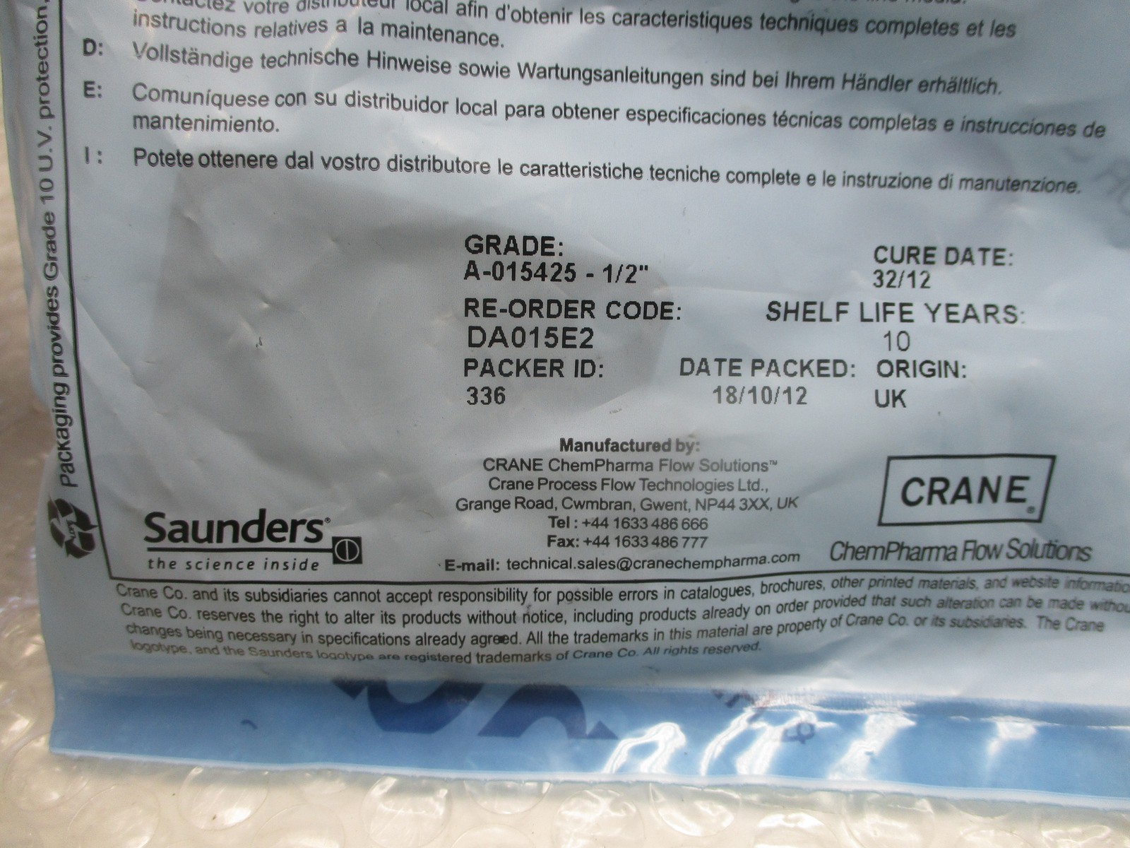 SAUNDERS DA015E2 DIAPHRAGM LOT OF 2 NSMP