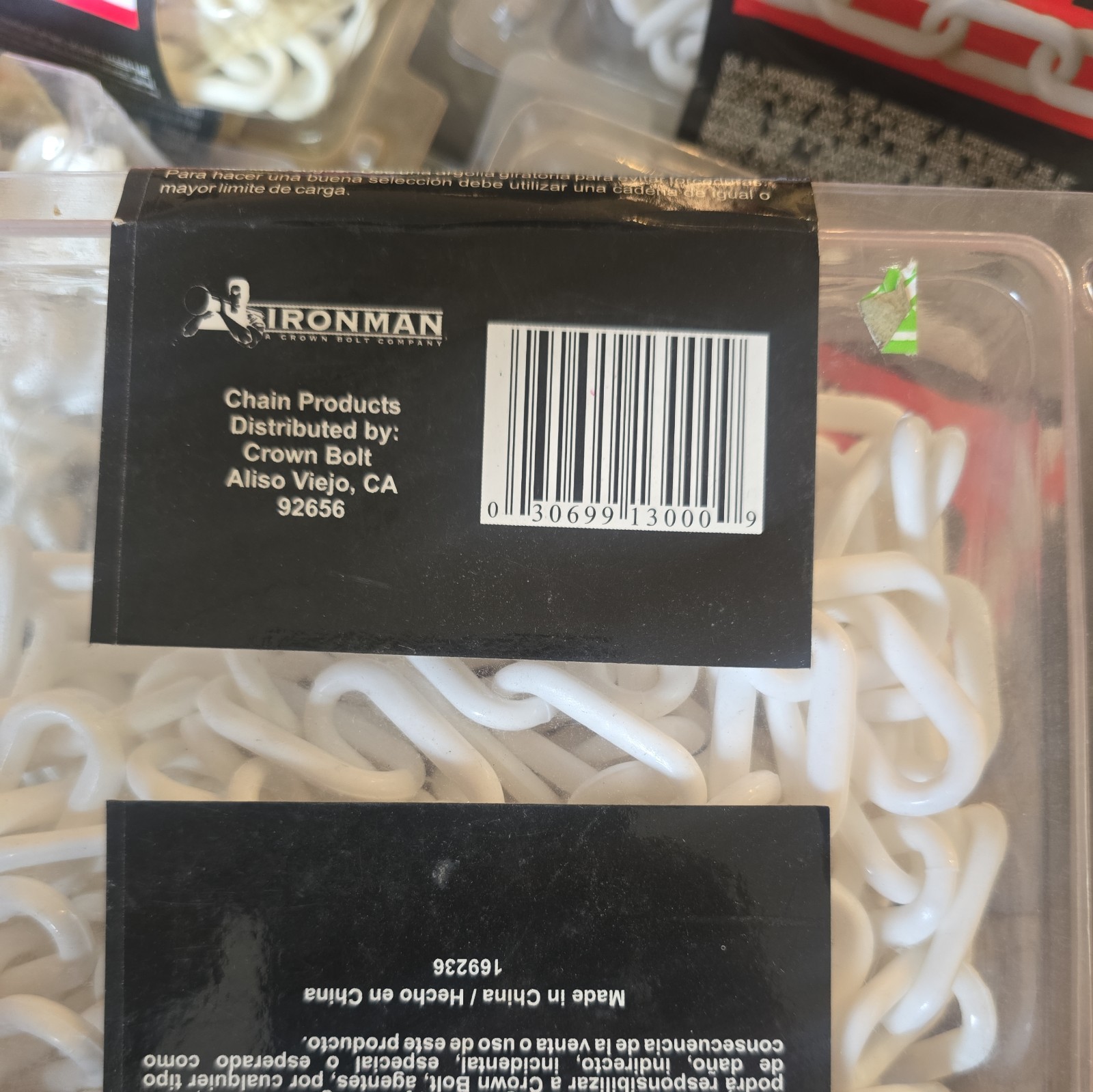 #6 x 15′ Decorative – white Plastic Chain, by Ironman
