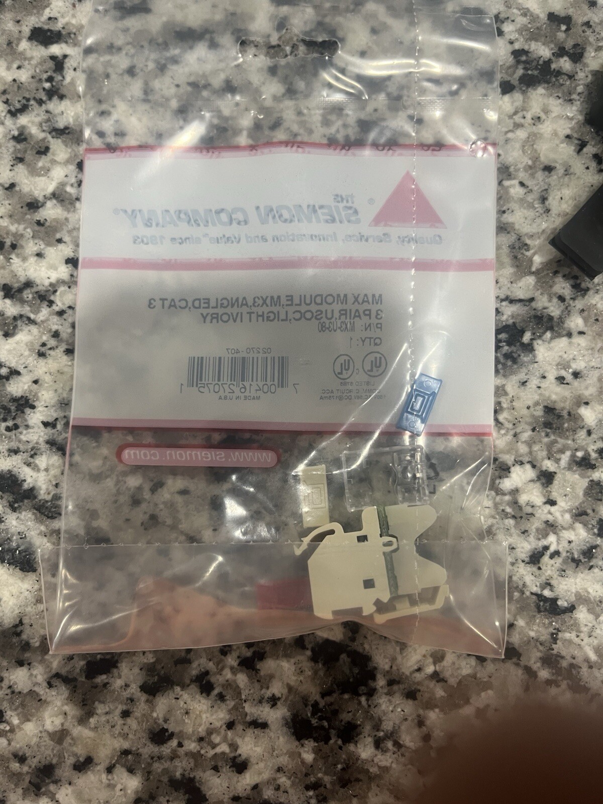 Siemon Company MX3-F-U3-80 Max Module Angled, CAT 3, Light Ivory KIT