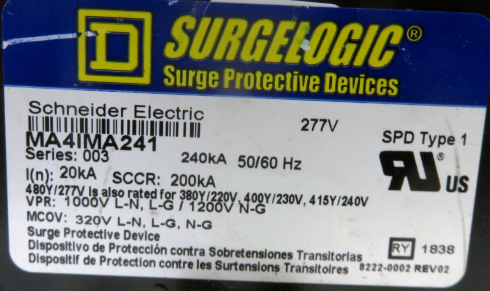 SQUARE D MA4IMA241 Surgelogic Surge Protective Device, FOR PARTS/REPAIR