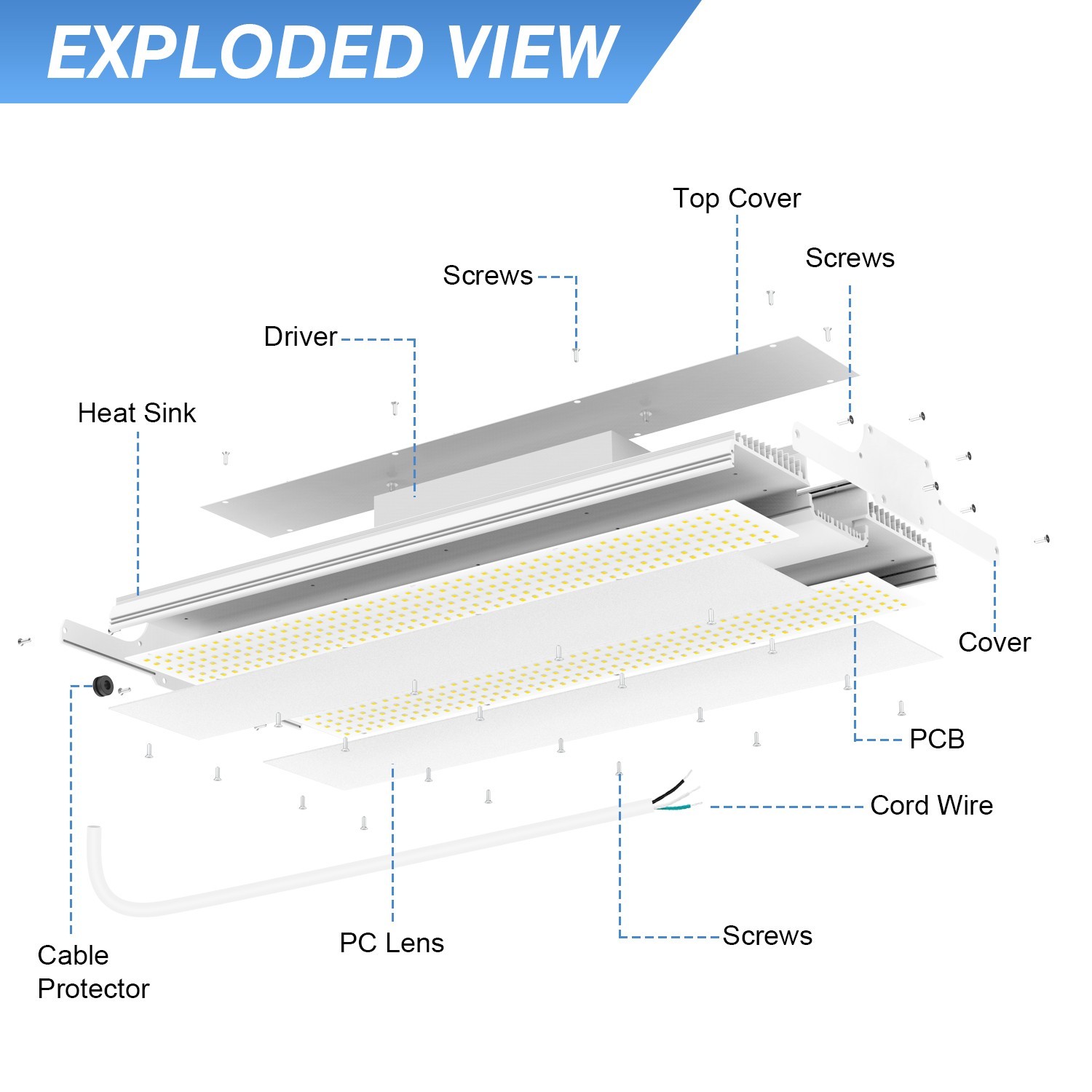 400W LED Linear High Bay Light 60,000LM Commercial Warehouse Shop Fixture 5000K