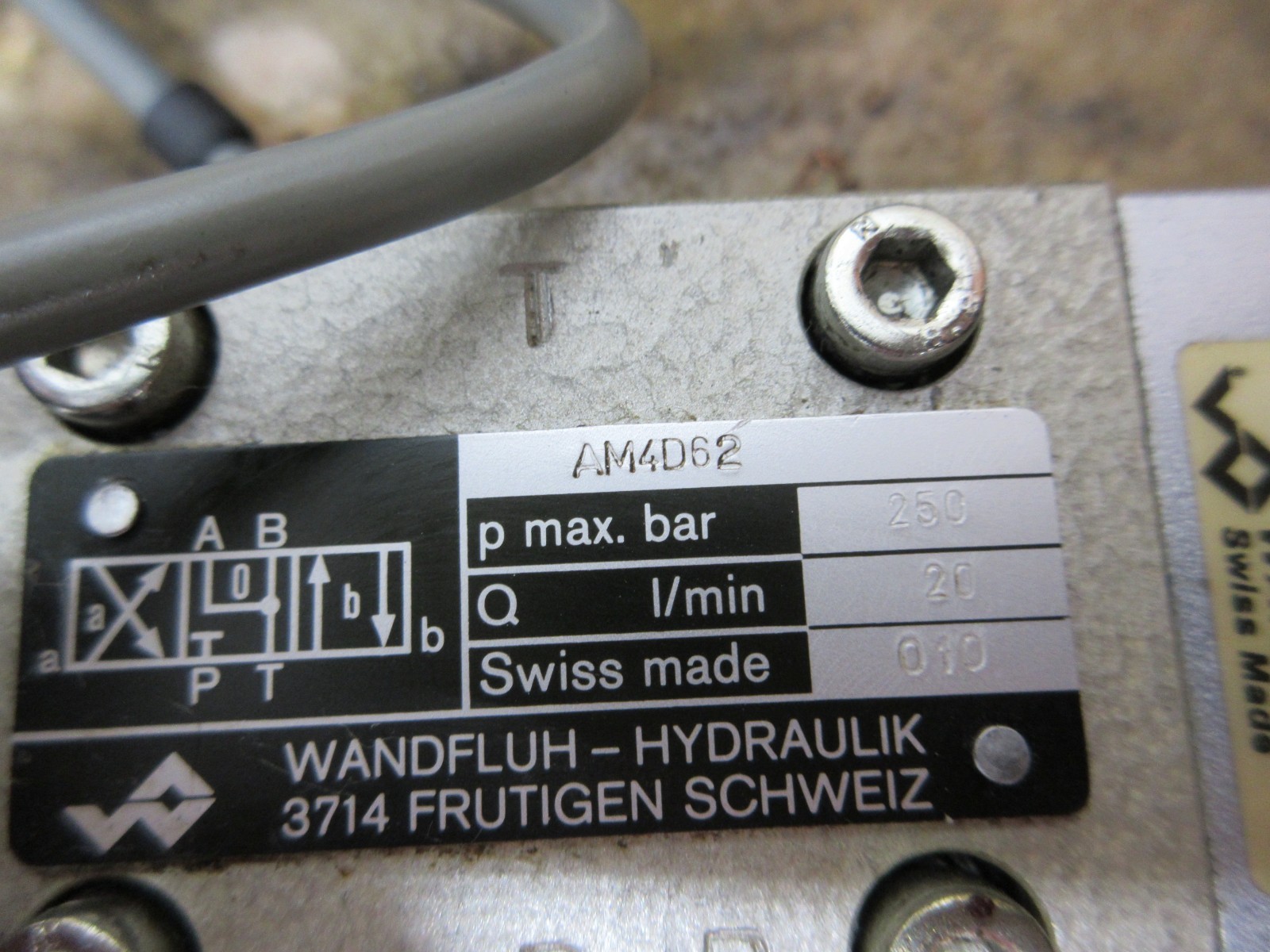 TORNOS BECHLER ENC-164 AM4D62 WANDFLUH HYDRAULIK VALVE SIN45V