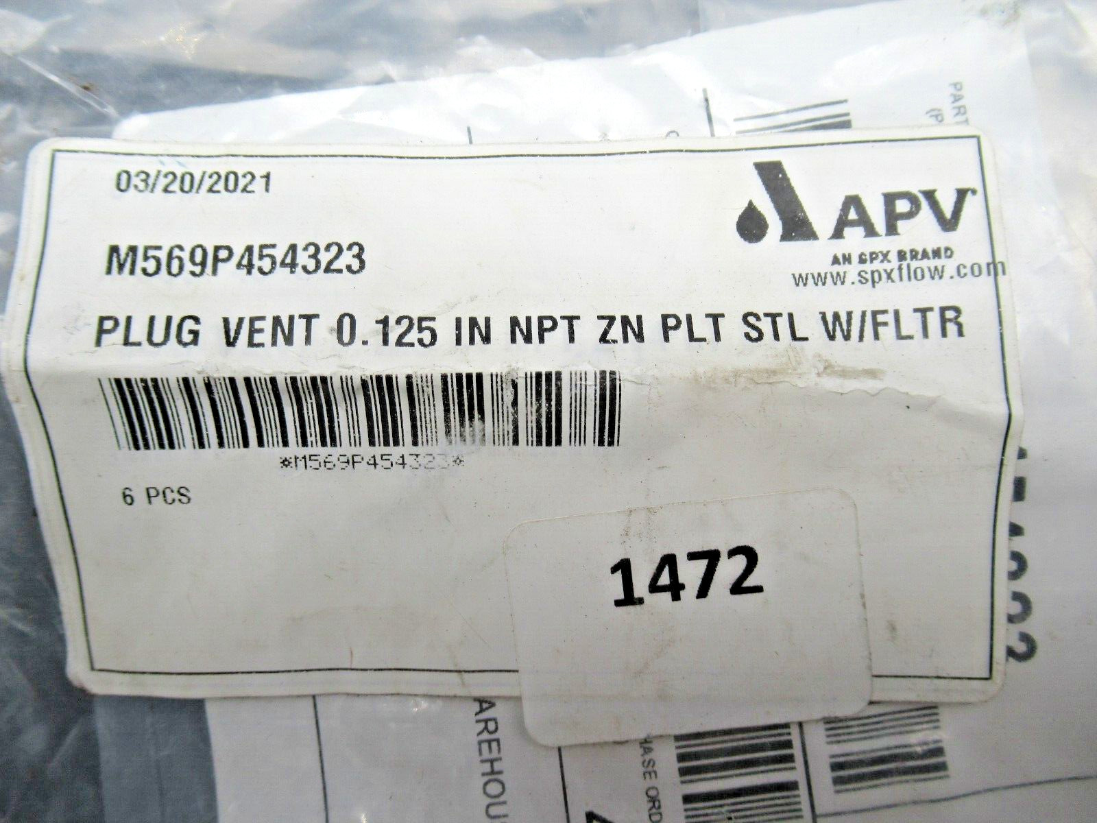 APV SPX Flow M569P454323 PLUG VENT 0.125 IN NPT ZN PLT STL W/FLTR *NEW*