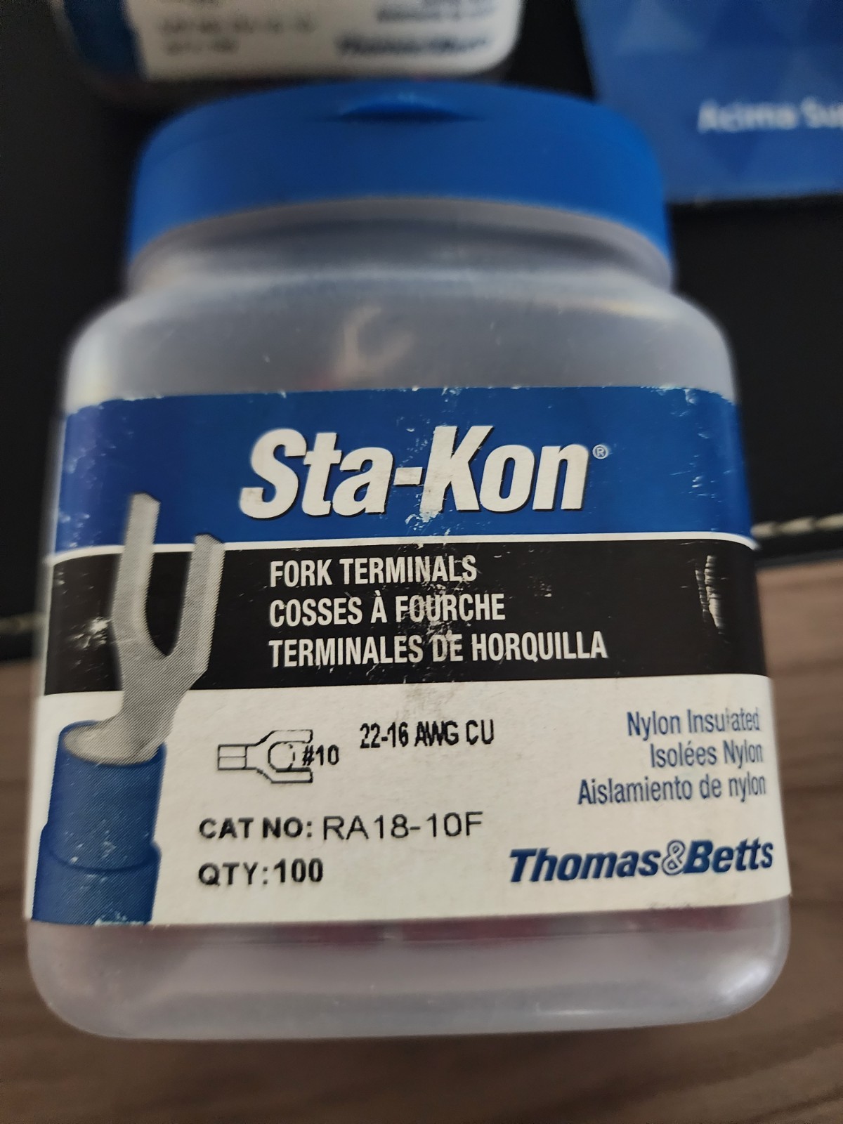 Sta-Kon Ra18-10F Fork Terminal, 16 Awg, 600 V, Nylon Insulated, 100ea
