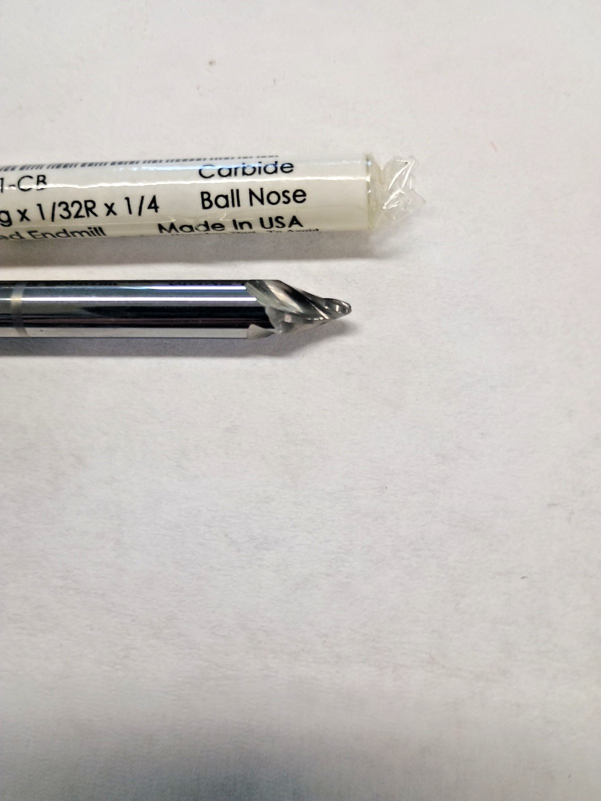 Tapered Ball End Mill BW-001-CB 2 deg x 1/32 Radius x 1/4 USA Award Cutter