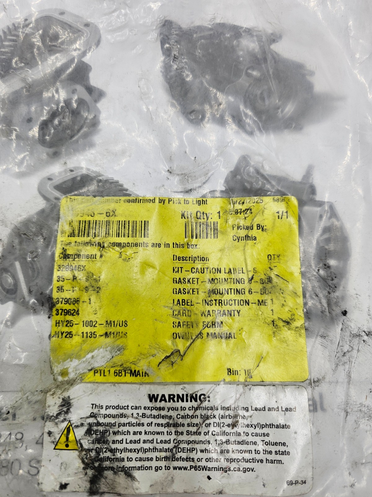 Parker Chelsea 328946X PTO Safety Caution Warning Decal Label Assembly