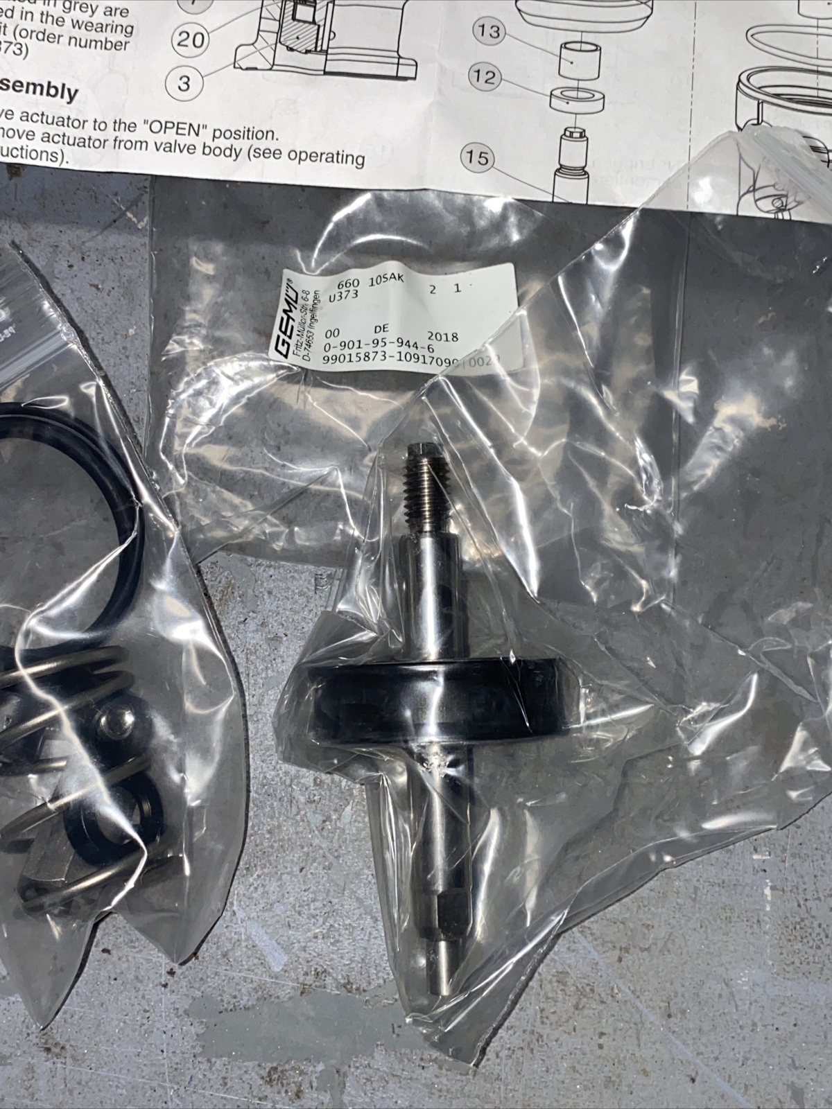 GEMU Filling Valve Repair / Parts / SERVICE KIT 0-901-95-944-6 9660 99015873 KOP