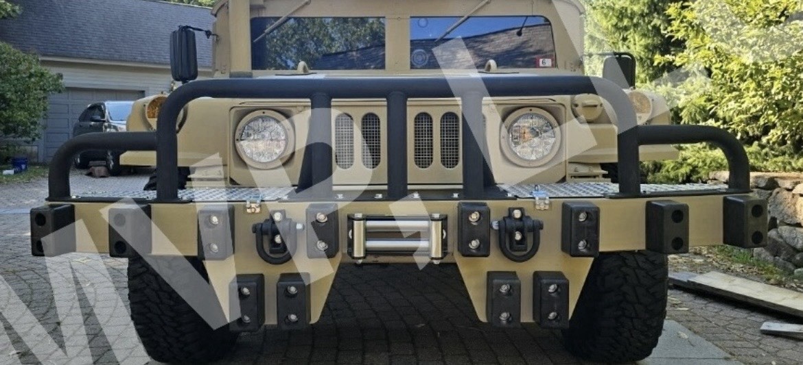 IBIS TEK Style Steel HMMWV Front Push Bumper Brush Guard “W/ Drop Down Plates”