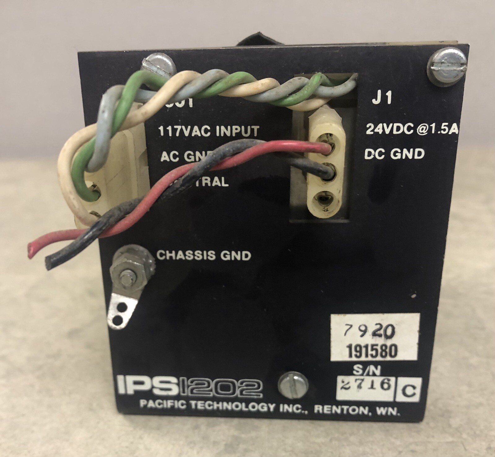 PACIFIC TECHNOLOGY IP1202 POWER SUPPLY 24VDC 1.5A