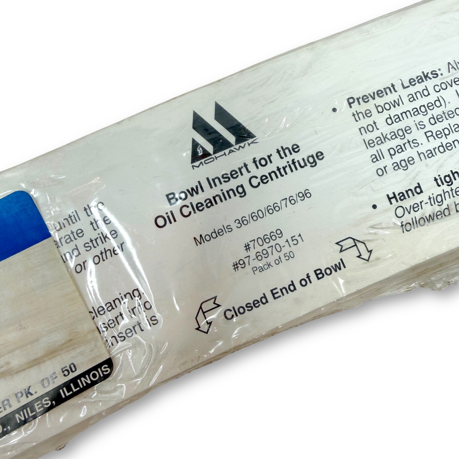 Mohawk G1006613 Bowl Insert Filter for Oil Cleaning Centrifuge Pack of 50