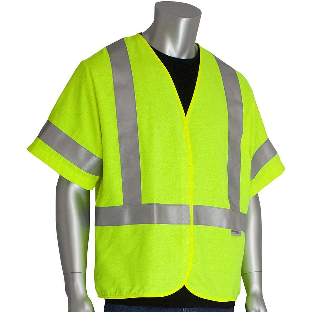 PIP 305-3200-2X High Visibility Vest: 2X-Large Yellow, Zipper Closure, No Pocket