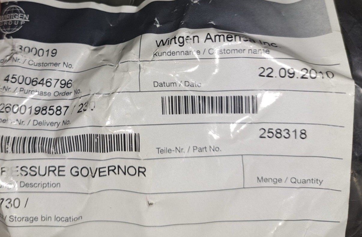 New OEM Sealed HAMM WIRTGEN Pressure Governor 258318 4820-01-409-1231 NextDayAir