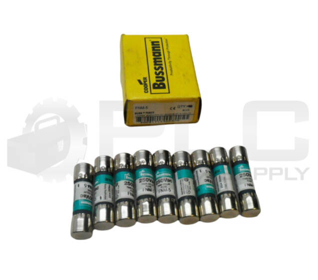 NEW BOX OF 9 BUSSMANN FNM-5 TIME DELAY FUSE 5A 250VAC *READ*